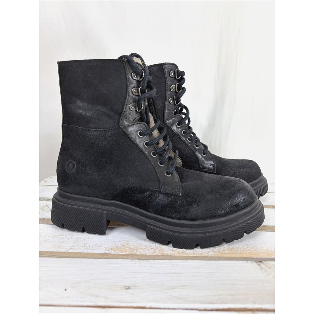 New NO Box Casta Xenon Black Lace Up Side Zip Combat Boots #1059 EU 36 - Picture 3 of 6